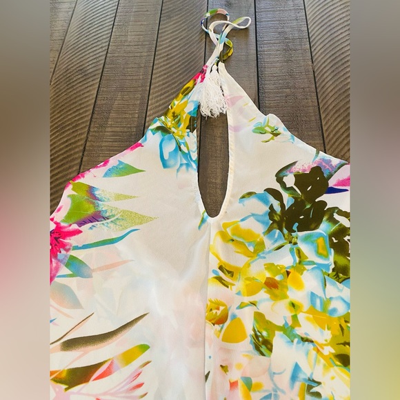 Venus Chiffon Coverup Dress Halter High Low Tropical/Floral Print XS - Picture 4 of 8